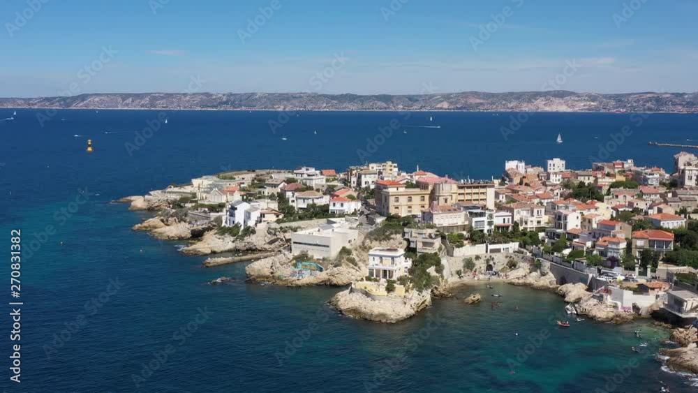 aerial view famous Petit Nice hotel Marseille France sunny day aerial view famous Petit Nice hotel Marseille France sunny day