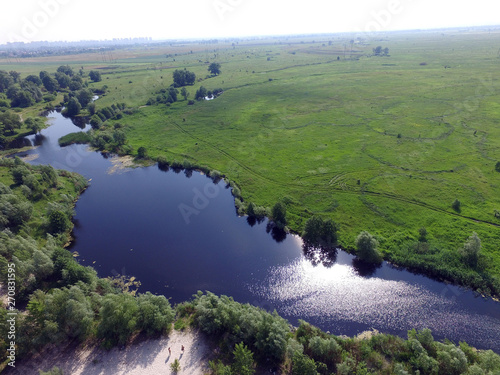 Aerial view of the Saburb landscape (drone image). Near Kiev, Ukraine 