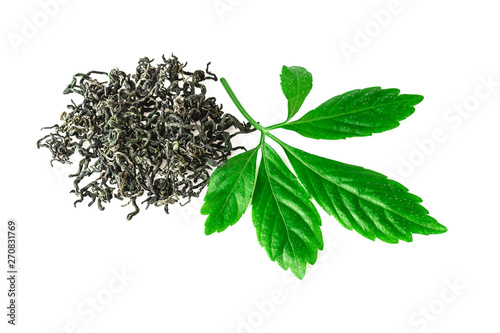 jiaogulan leaf or immortality herb jiaogulan plant dried on white background