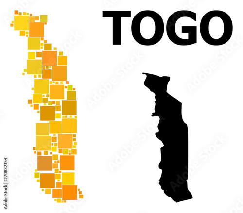Gold Square Pattern Map of Togo