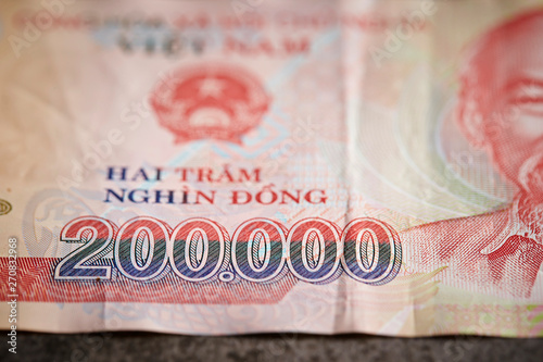 200000 Vietnamese dong banknote background