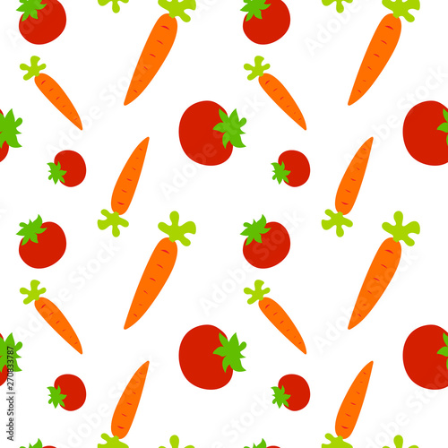 Wallpaper Mural Vector seamless pattern with carrots and tomatoes. Vegetable summer pattern, colorful print for design . Torontodigital.ca