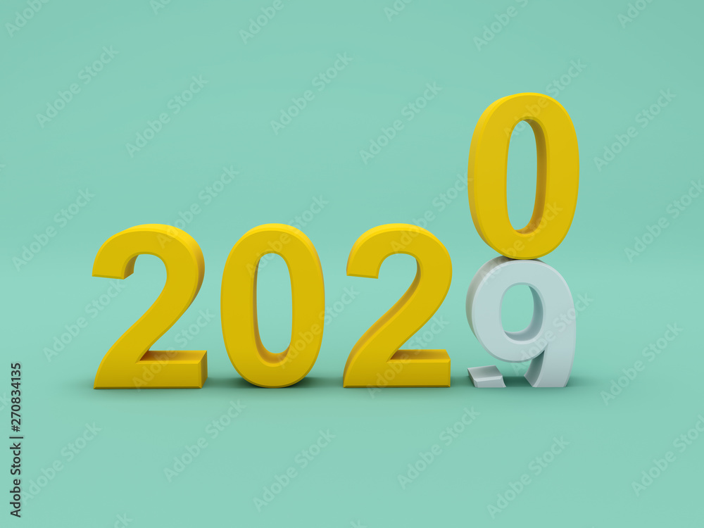 New Year 2020 concept - 3D Rendered Image New Year 2020 concept - 3D Rendered Image