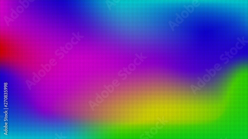 Bright color background of blurry spots with a grid of circles. Illustration for design. Retro wave style.