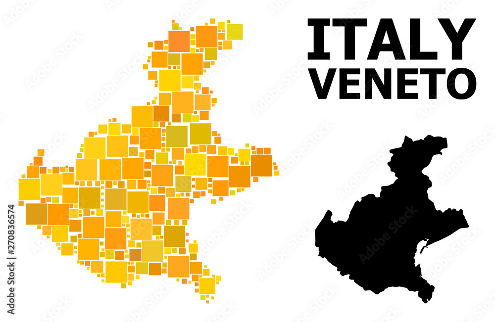 Gold Square Pattern Map of Veneto Region