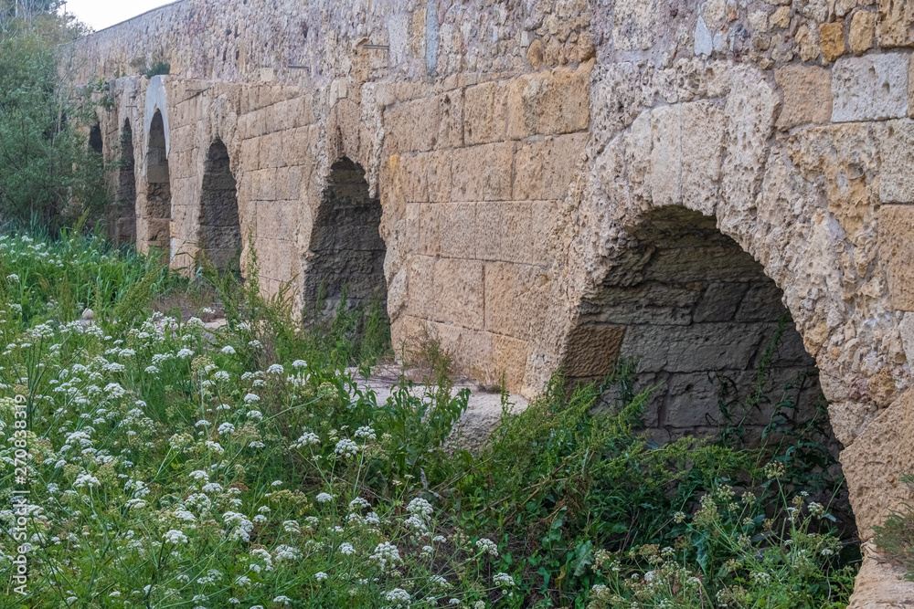 Ruins of the Roman Bridge, Porto Torres, province of Sassari , Sardinia, Italy.