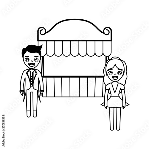 tamer male with woman and tent circus