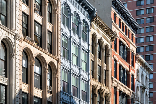 Block of historic old buildings on Broadway in Lower Manhattan, New York City © deberarr