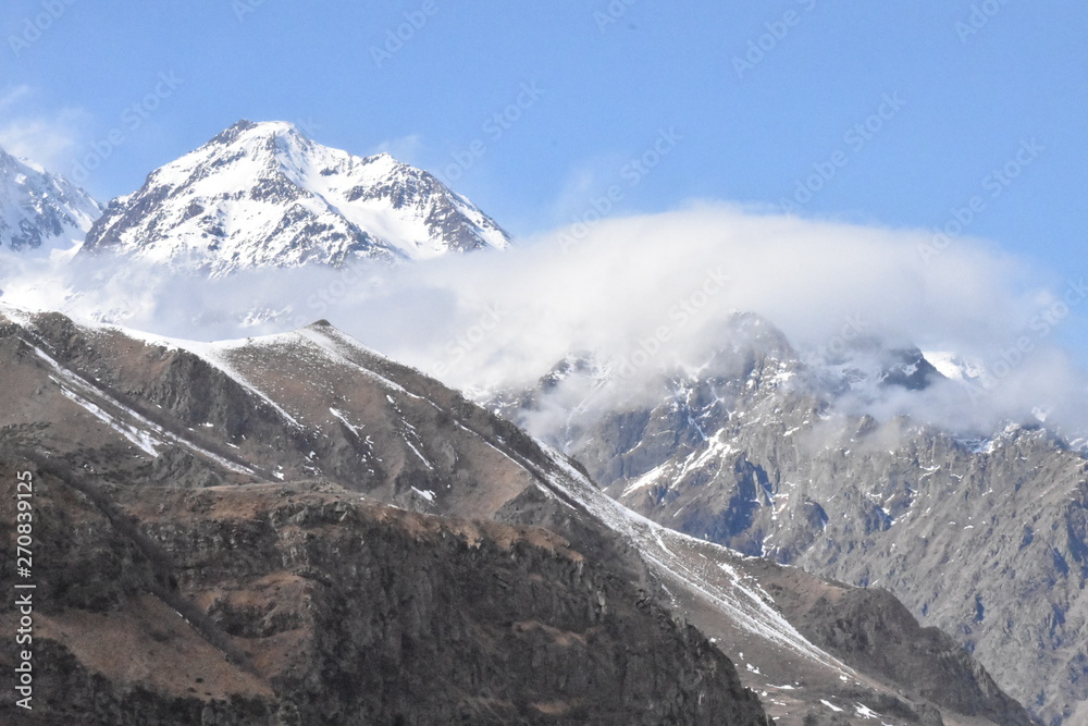 Obraz premium Caucasus Mountain Detail with Low Wisp of Cloud, Georgia