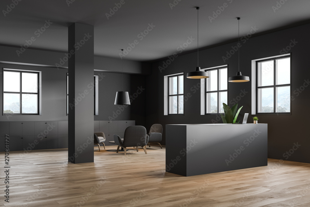 Reception in industrial style office corner Reception in industrial style office corner
