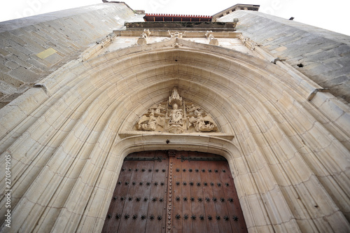 La Puebla de Arganzon, Treviño (Burgos)/Spain; 29-05-2019: Tower of the Church of Our Lady of the Assumption photo