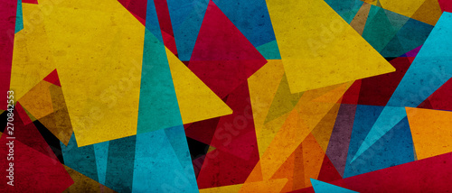 illustration of triangles and angled shapes, colorful abstract background with geometric elements, panoramic image