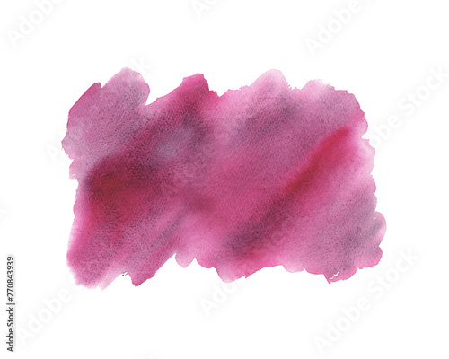 hand drawn watercolor bright textured pink stain isolated on white background.for decor, greeting card, invitation