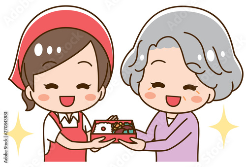 Women using the service of home delivery lunch