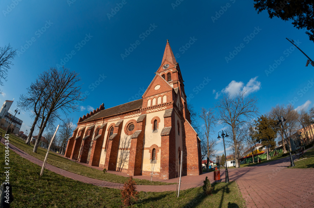 Fisheye view of a reformed church built in 1897
