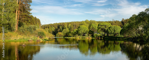 summer landscape on the banks of the Ural river, Russia,