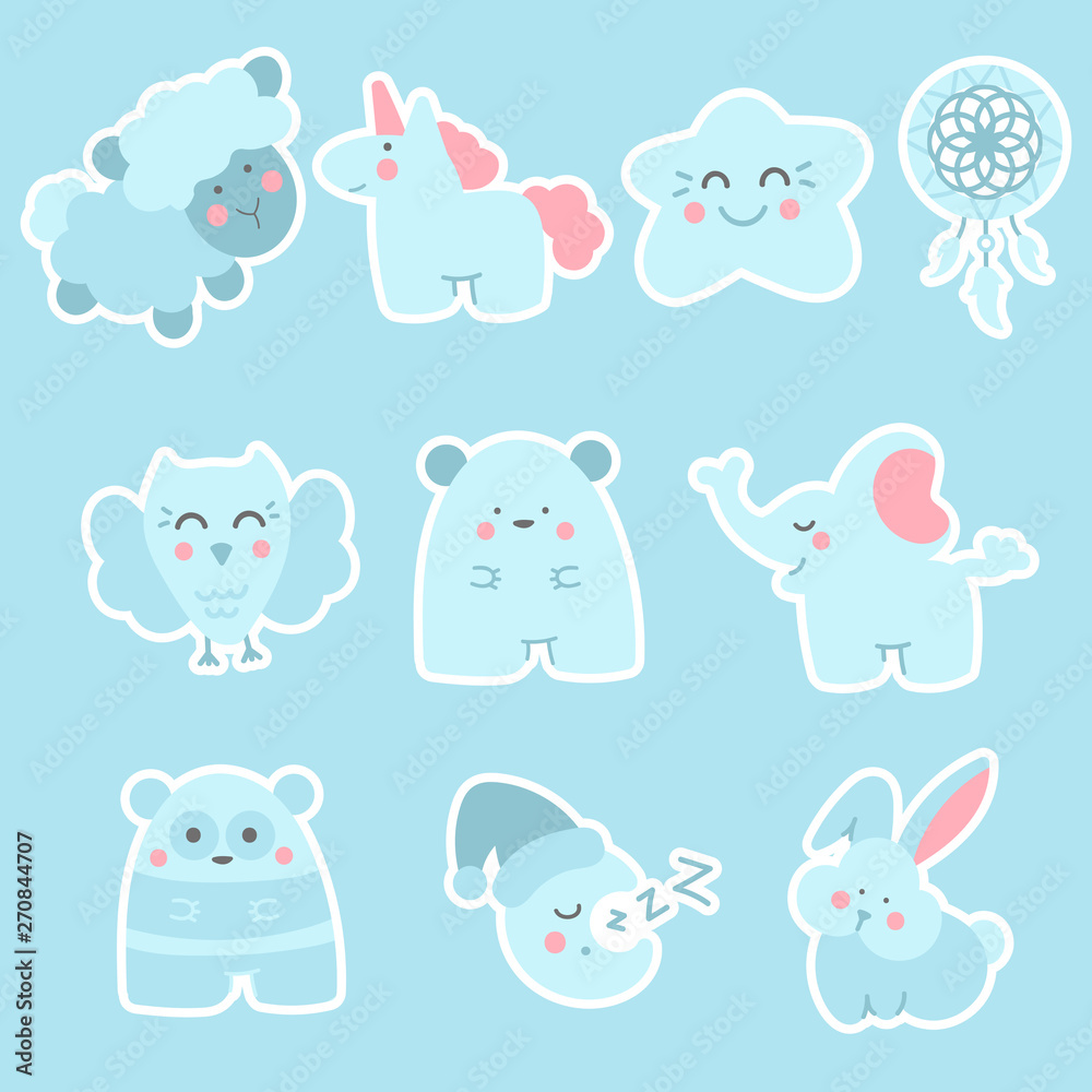 Doodle funny characters sticker pack.