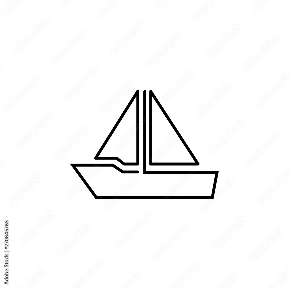 Sailboat line icon. Boat, sailing, cruise. Transportation concept. Vector illustration can be used for topics like travelling, vacation, vessel Sailboat line icon. Boat, sailing, cruise. Transportation concept. Vector illustration can be used for topics like travelling, vacation, vessel