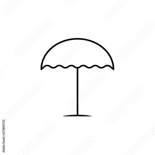 Beach umbrella linear icon. Thin line illustration. Contour symbol. Vector isolated outline drawing