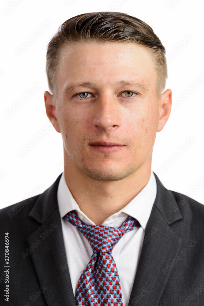 Portrait shot of young handsome Caucasian businessman isolated a Portrait shot of young handsome Caucasian businessman isolated a