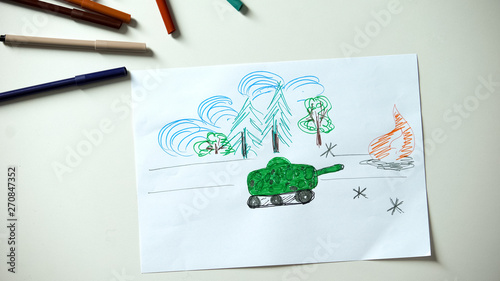 Military situation picture lying on table, social concept, make peace not war photo