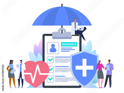 Health insurance protection. Healthcare concept. Vector illustration flat design style