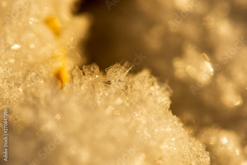 frozen snow flakes close up