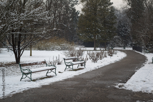 Winter in the Stadpark of Graz, Austria.