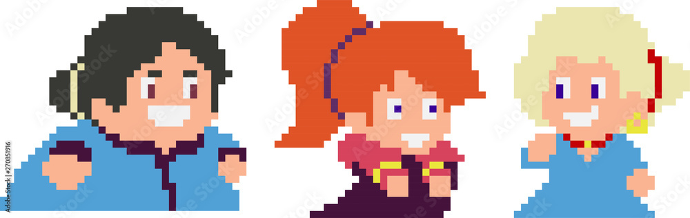 Set of pixel characters Set of pixel characters