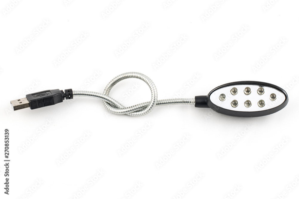 Isolated black electric usb lamp with clipping path on white background Isolated black electric usb lamp with clipping path on white background