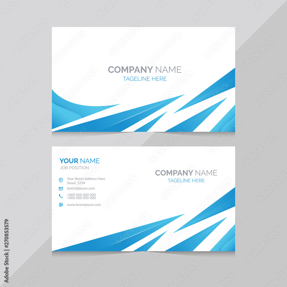 Naklejka premium Modern and creative business card template. Blue color. Double sided design