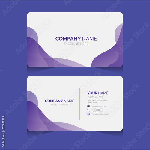 Modern Business Card Template. Purple Color. Liquid Style Design. Double sided design