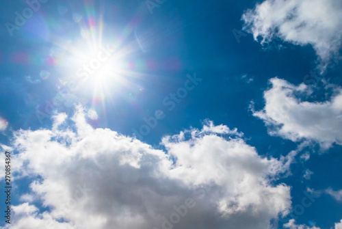 Cloudscape with the sun in a sunny day of spring