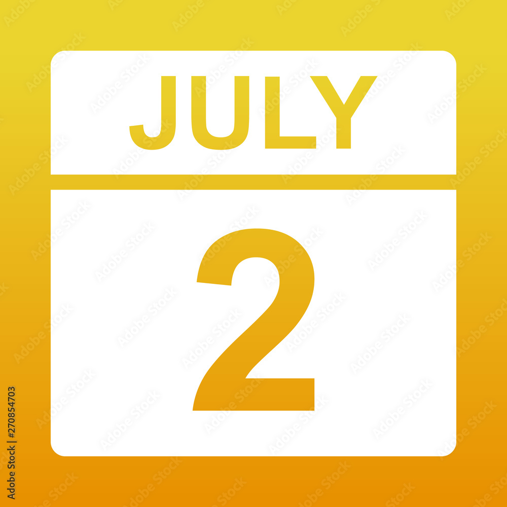 July 2. White calendar on a colored background. Day on the calendar. Illustration. July 2. White calendar on a colored background. Day on the calendar. Illustration.