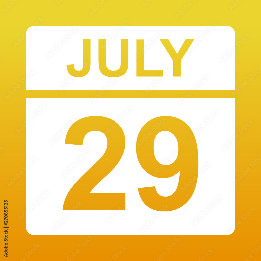 July 29. White calendar on a colored background. Day on the calendar. Illustration. July 29. White calendar on a colored background. Day on the calendar. Illustration.