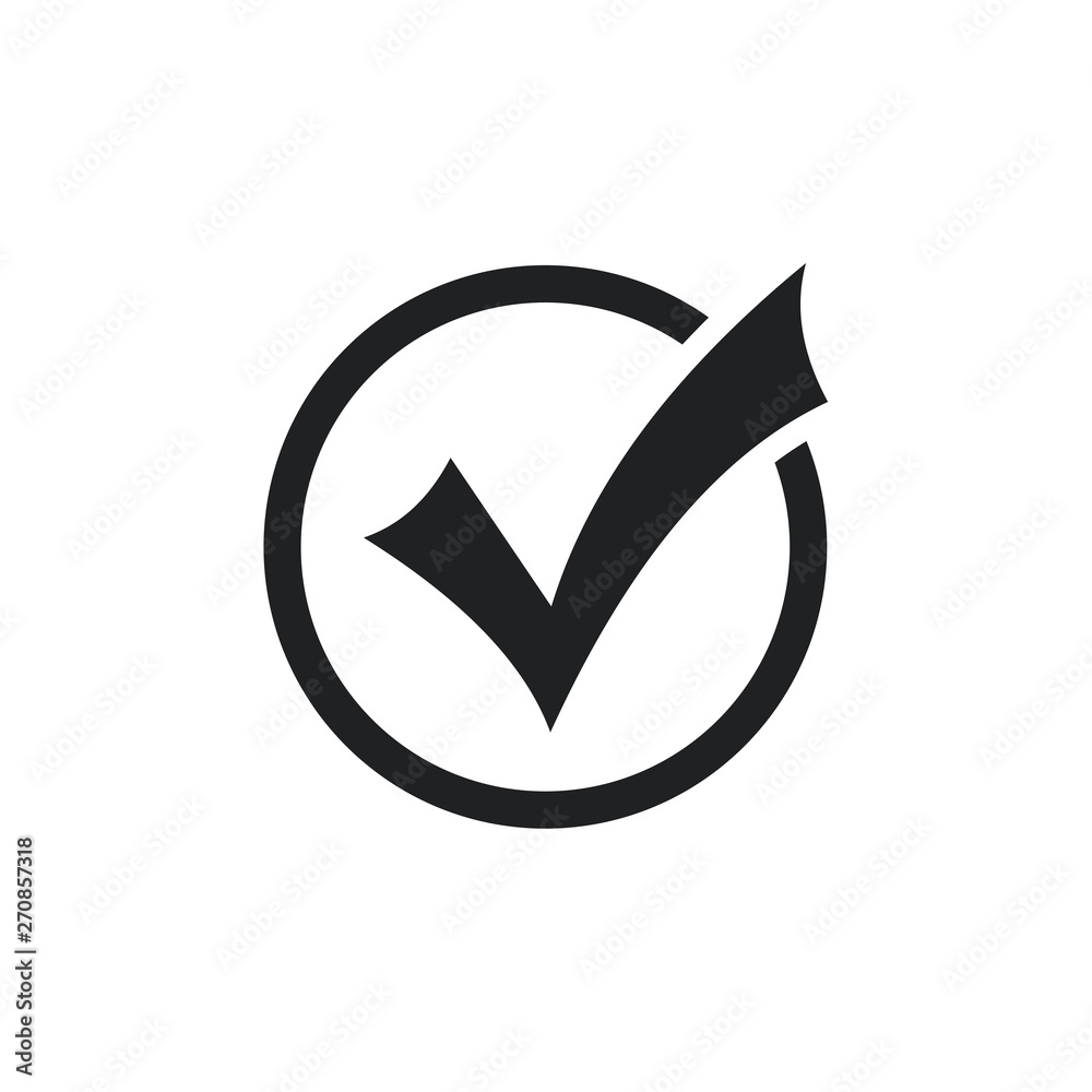 Black check mark icon. Flat icon checklist mark symbol vector illustration. Black check mark icon. Flat icon checklist mark symbol vector illustration.