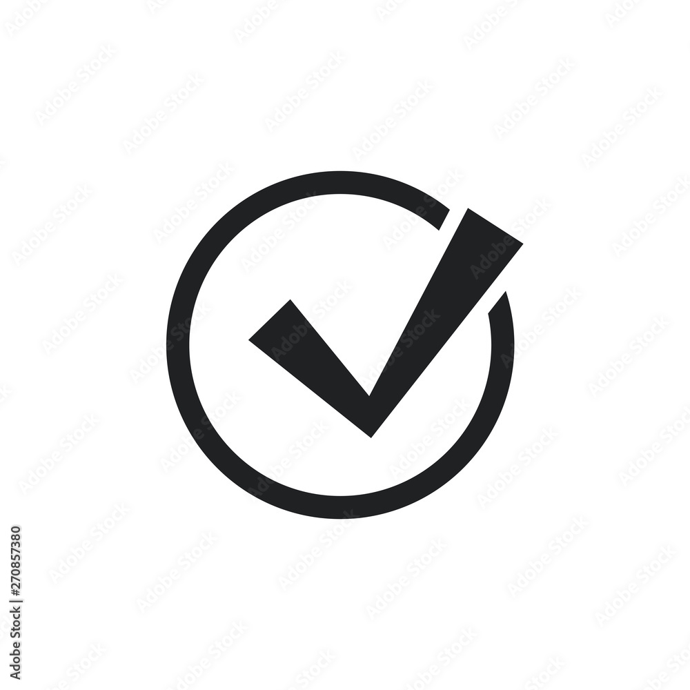 Black check mark icon. Flat icon checklist mark symbol vector illustration. Black check mark icon. Flat icon checklist mark symbol vector illustration.