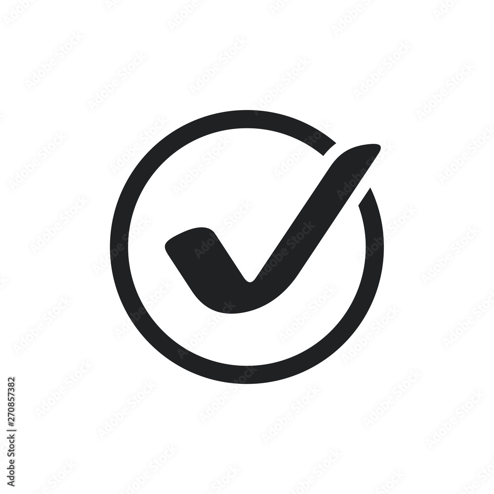 Black check mark icon. Flat icon checklist mark symbol vector illustration. Black check mark icon. Flat icon checklist mark symbol vector illustration.