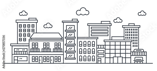 Vector Illustration : Thin line City landscape