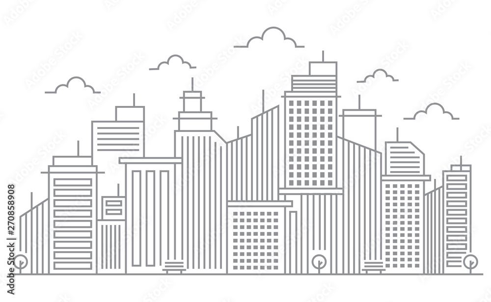 Obraz premium Cityscape Building Line Vector Illustration