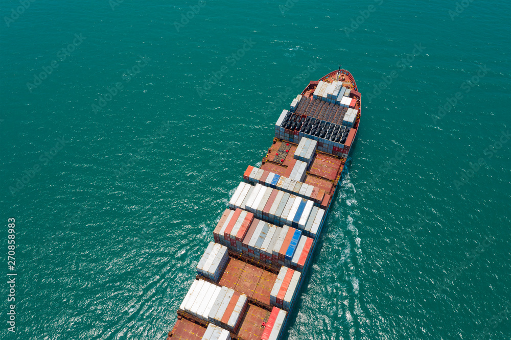 Top view of Hong Kong cargo ship