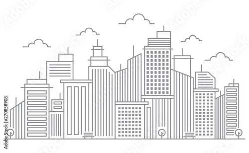 Cityscape Building Line Vector Illustration