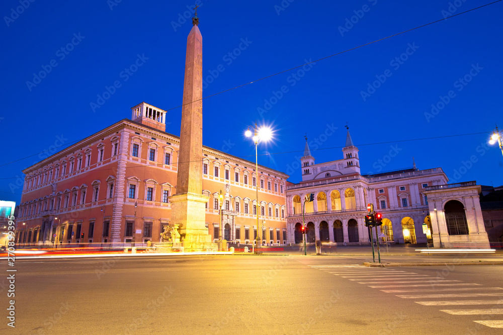 Piazza di San Giovanni in Laterano in Rome evening view
