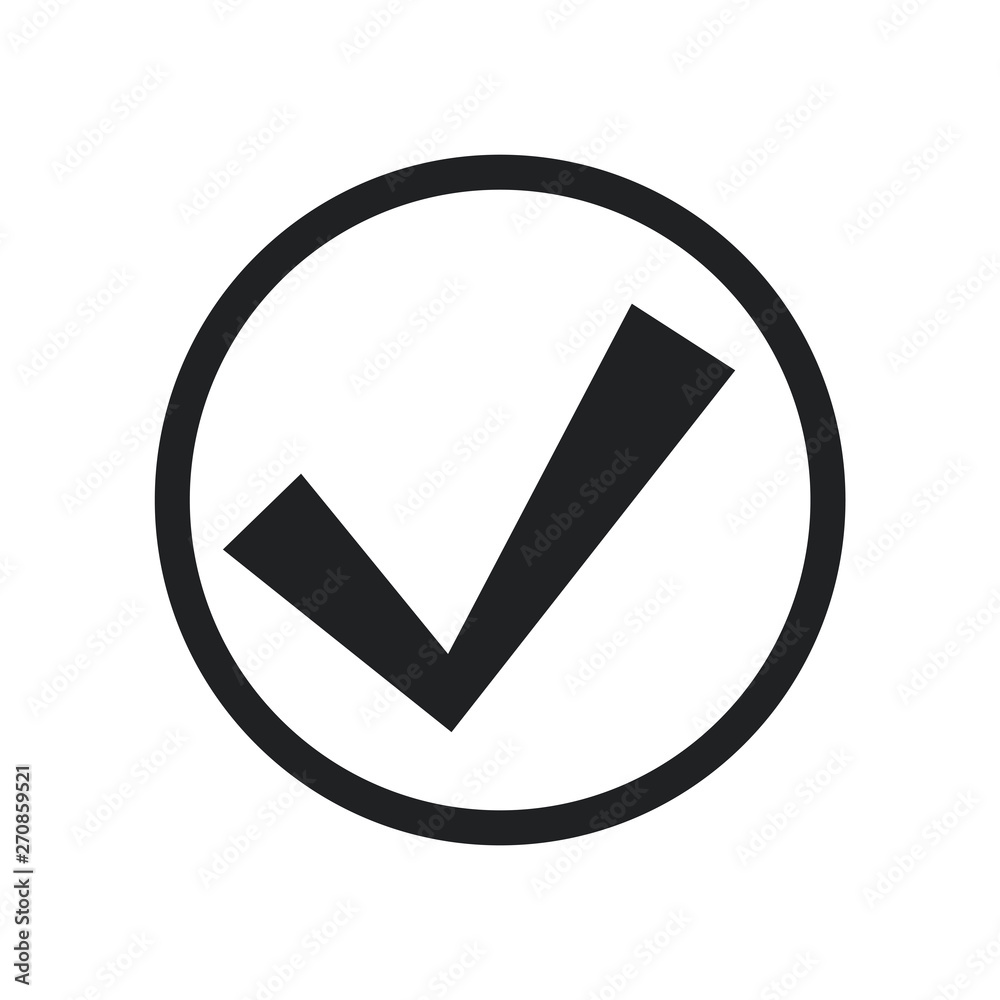 Black check mark icon. Flat icon checklist mark symbol vector illustration. Black check mark icon. Flat icon checklist mark symbol vector illustration.