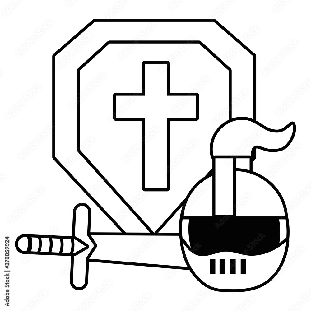Isolated shield helmet and sword design vector illustration