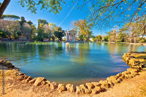 Photography Laghetto Di Borghese lake and Temple of Asclepius in Rome