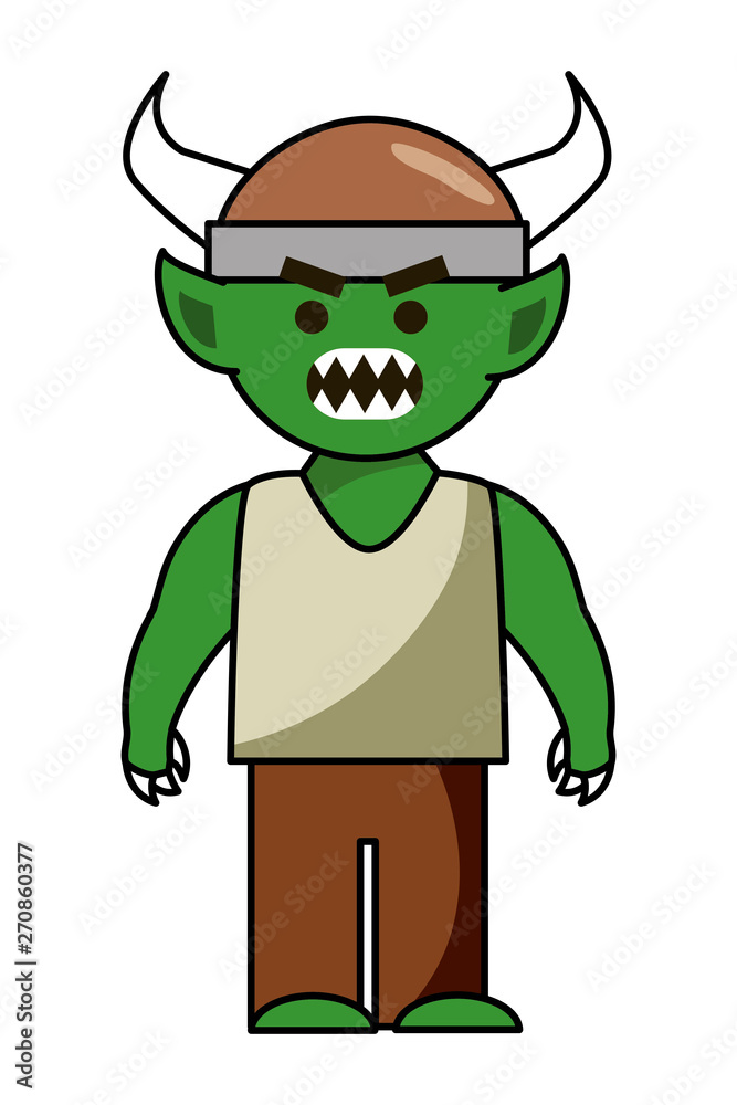 Troll cartoon with viking helmet design vector illustration Troll cartoon with viking helmet design vector illustration