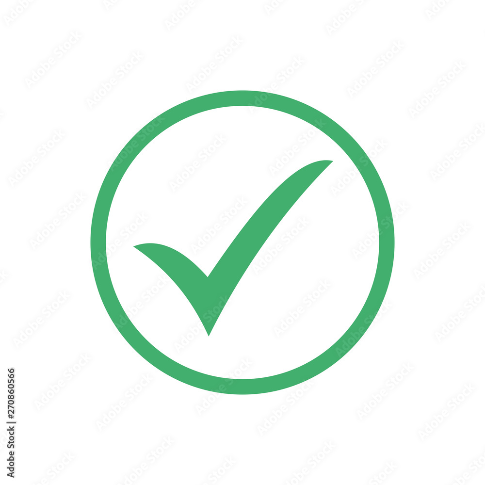Green check mark icon. Flat icon checklist mark symbol vector illustration. Green check mark icon. Flat icon checklist mark symbol vector illustration.