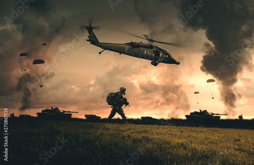 Military helicopter, forces...