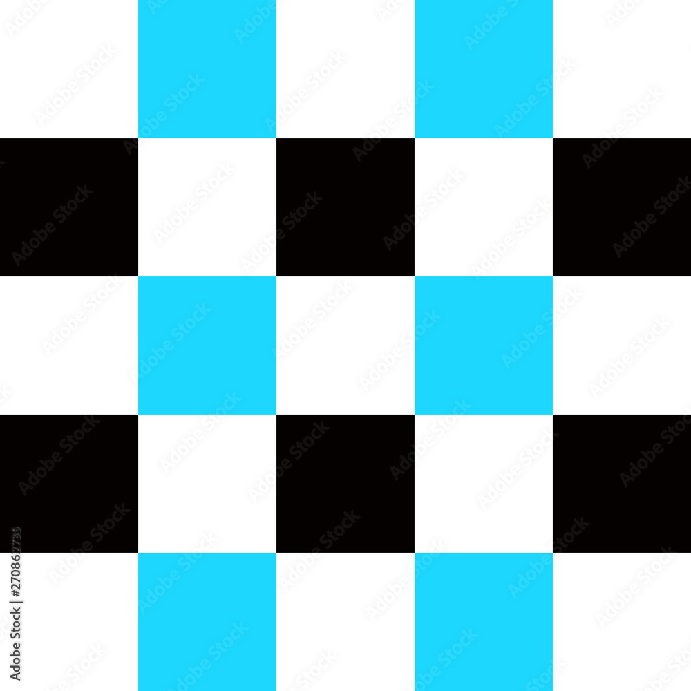 Simple colorful blue black white checkered pattern